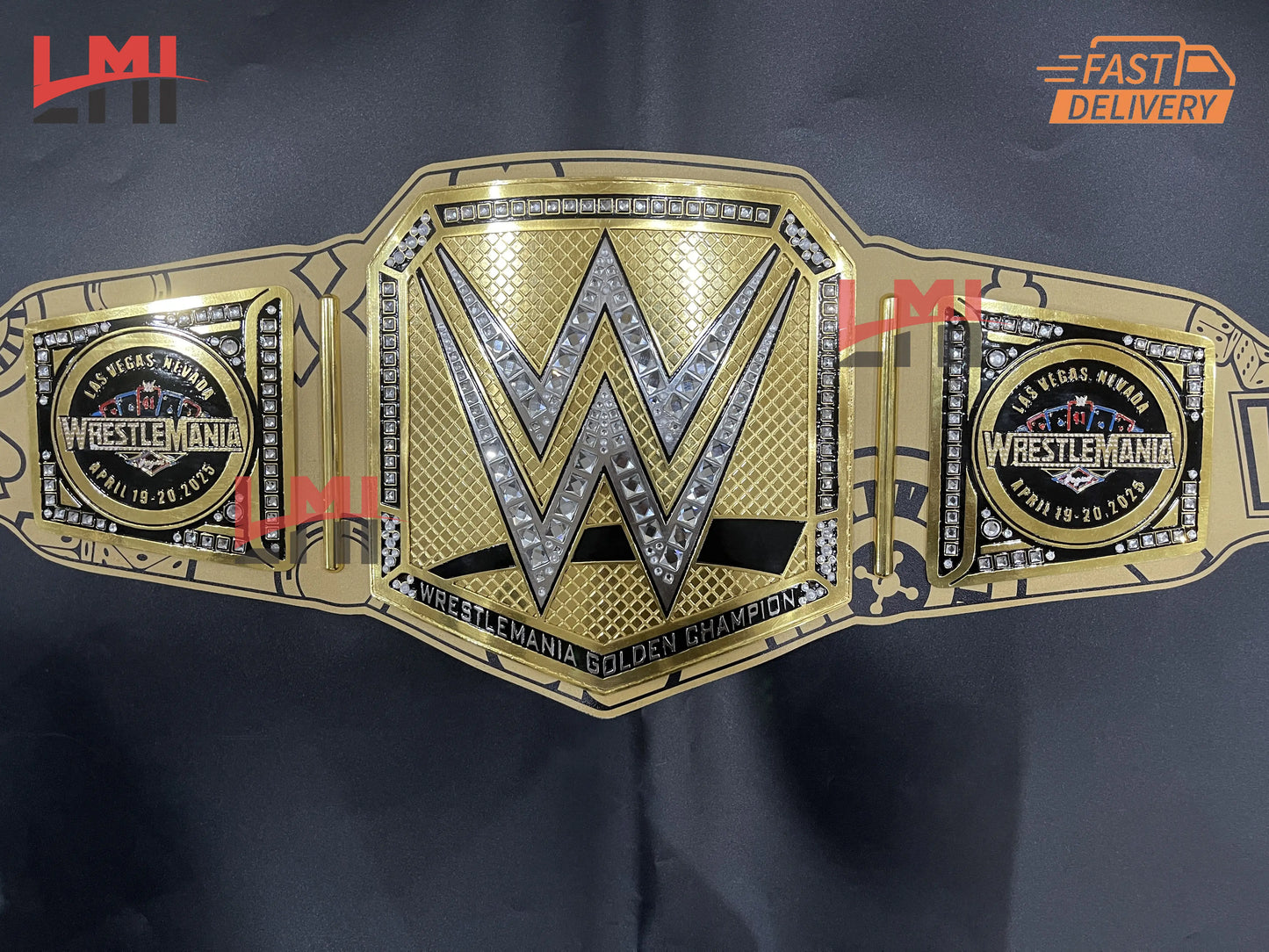 WrestleMania 41 Golden Championship Belt Las Vegas WWE Replica Title 2mm/6mm Diecast