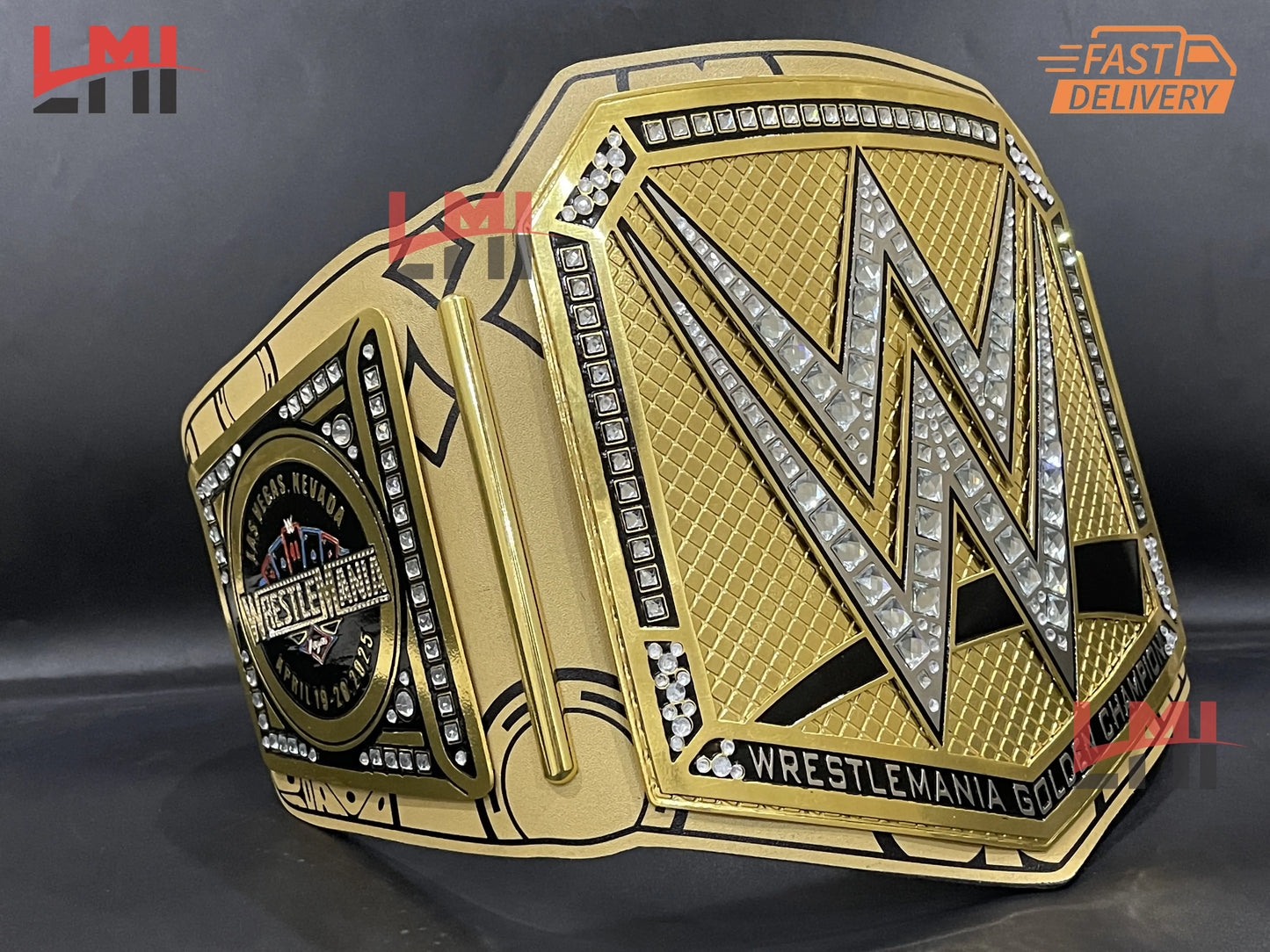 WrestleMania 41 Golden Championship Belt Las Vegas WWE Replica Title 2mm/6mm Diecast