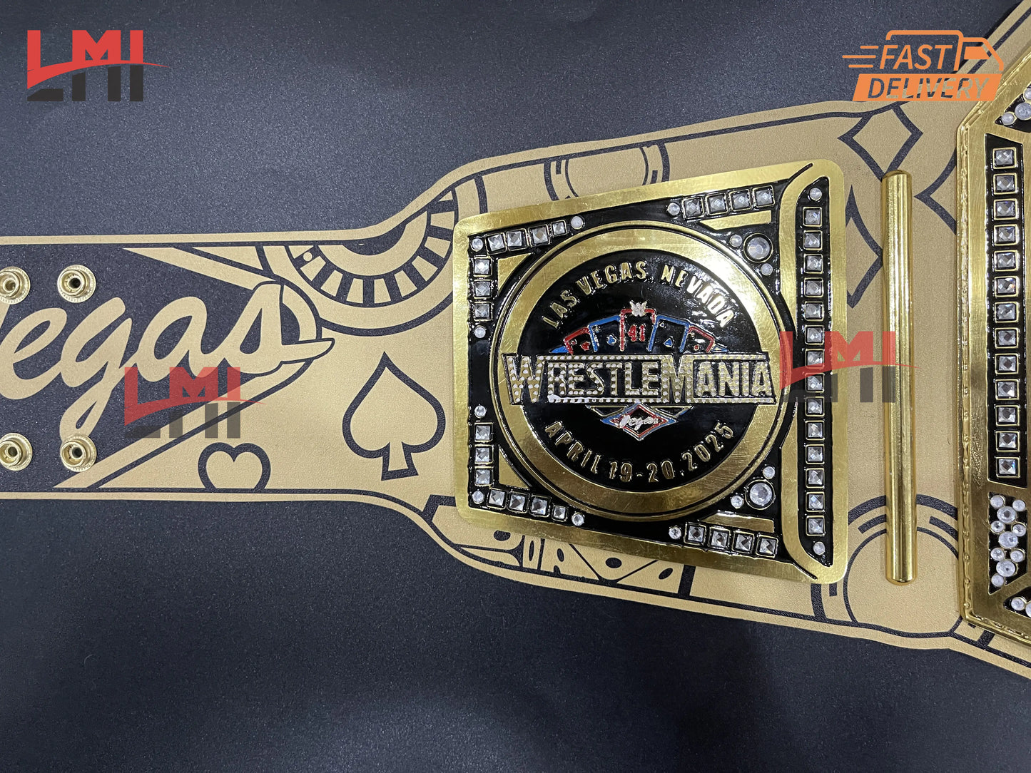 WrestleMania 41 Golden Championship Belt Las Vegas WWE Replica Title 2mm/6mm Diecast