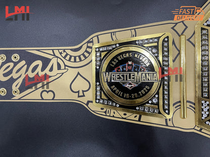 WrestleMania 41 Golden Championship Belt Las Vegas WWE Replica Title 2mm/6mm Diecast