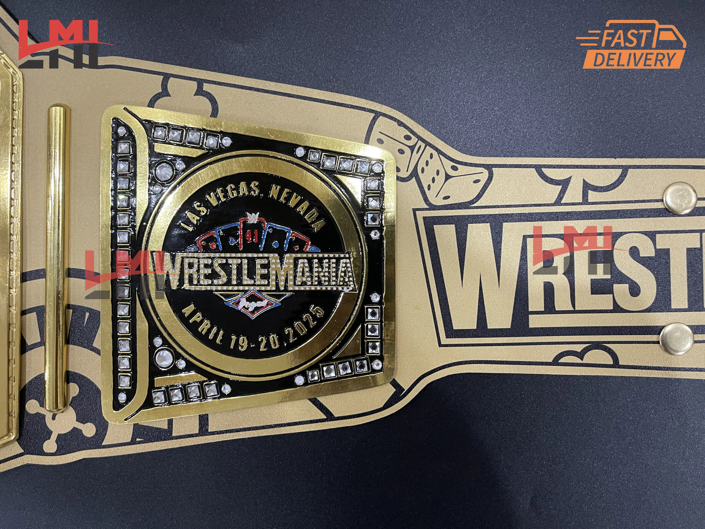 WrestleMania 41 Golden Championship Belt Las Vegas WWE Replica Title 2mm/6mm Diecast